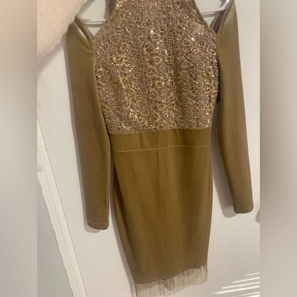 Miss Circle Lace Velvet fringe dress